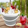 imageCollapsible Bucket with Handle 10L26 Gallon Portable Mop Bucket for Cleaning Silicone Ice Buckets for Outdoor Camping Fishing Car Washing Household Cleaning Supplies Large Plastic Wash Basin TubGray
