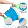 imageCollapsible Bucket with Handle 10L26 Gallon Portable Mop Bucket for Cleaning Silicone Ice Buckets for Outdoor Camping Fishing Car Washing Household Cleaning Supplies Large Plastic Wash Basin TubBlue