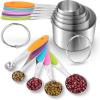 imageMeasuring Cups and Spoons Set Stainless SteelMeasuring Spoons Liquid Stackable Metric Measuring Scoop for Baking or CookingKitchen Cake Decorating Supplies Measuring Cup Organizermulticolour