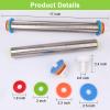 imageRolling Pin with Thickness Rings and Silicone Baking Mat Adjustable Stainless Steel Rolling Pins for Pasta or Sugar Decorating Cookies Bread Making Tools Fondant Roller for Dough Dumpling RavioliSilver