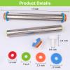 imageRolling Pin with Thickness Rings and Silicone Baking Mat Adjustable Stainless Steel Rolling Pins for Pasta or Sugar Decorating Cookies Bread Making Tools Fondant Roller for Dough Dumpling RavioliRed