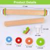 imageRolling Pin with Thickness Rings and Silicone Baking Mat Adjustable Stainless Steel Rolling Pins for Pasta or Sugar Decorating Cookies Bread Making Tools Fondant Roller for Dough Dumpling RavioliNatural Wood