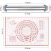 imageRolling Pin with Thickness Rings and Silicone Baking Mat Adjustable Stainless Steel Rolling Pins for Pasta or Sugar Decorating Cookies Bread Making Tools Fondant Roller for Dough Dumpling RavioliRed