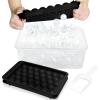 imageWIBIMEN Ice Cube Tray with Lid and Bin  Round Ice Trays for Freezer with Lid  Ice Cube Trays for Freezer with Ice Container 1quot2PACK BlackBlack