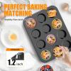 imageWIBIMEN Muffin Pan with 12 Silicone Cupcake Baking Cups  Nonstick Regular Size Cupcake Pan  Reusable Muffin Tin Baking Pans Set for Making Muffin Cakes Tart Bread1PCS 12Cup Regular2PCS 12Cup Regular