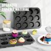 imageWIBIMEN Muffin Pan with 12 Silicone Cupcake Baking Cups  Nonstick Regular Size Cupcake Pan  Reusable Muffin Tin Baking Pans Set for Making Muffin Cakes Tart Bread1PCS 12Cup Regular2PCS 12Cup Regular