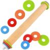 imageRolling Pin with Thickness Rings and Silicone Baking Mat Adjustable Stainless Steel Rolling Pins for Pasta or Sugar Decorating Cookies Bread Making Tools Fondant Roller for Dough Dumpling RavioliNatural Wood