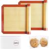 imageSilicone Baking Mat 2Pack NonStick Food Safe ampamp 157quotx118quot Reusable Silicone Mats  200Pcs Cookies Bags for Baking Oven Baking Sheet for Making Cookies Macaroons BreadRed2 Pack