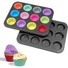 imageWIBIMEN Muffin Pan with 12 Silicone Cupcake Baking Cups  Nonstick Regular Size Cupcake Pan  Reusable Muffin Tin Baking Pans Set for Making Muffin Cakes Tart Bread1PCS 12Cup Regular2PCS 12Cup Regular
