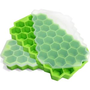 imageIce Cube Trays with Lids for Freezer 33 Sphere Ice Cube Tray with Easy Release for Iced Coffee or Ice Drinks Ice Tray with Lids Ice Cube Mold for Reusable Ice Cubes for Ice Bucket 3 PackGreen