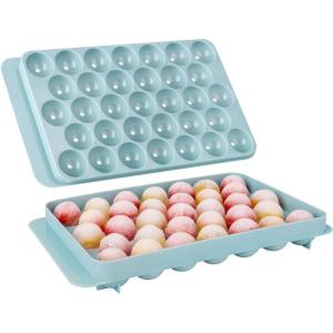 imageIce Cube Trays with Lids for Freezer 33 Sphere Ice Cube Tray with Easy Release for Iced Coffee or Ice Drinks Ice Tray with Lids Ice Cube Mold for Reusable Ice Cubes for Ice Bucket 3 PackBlueArgentinan Blue