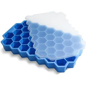 imageIce Cube Trays with Lids for Freezer 33 Sphere Ice Cube Tray with Easy Release for Iced Coffee or Ice Drinks Ice Tray with Lids Ice Cube Mold for Reusable Ice Cubes for Ice Bucket 3 PackBlue