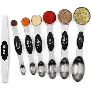 imageMagnetic Measuring Spoons Set with Leveler Stackable Stainless Steel Tablespoons for Baking Fits in Spice JarsSliver