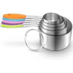 imageMeasuring Cups and Spoons Set Stainless SteelMeasuring Spoons Liquid Stackable Metric Measuring Scoop for Baking or CookingKitchen Cake Decorating Supplies Measuring Cup Organizermulticolour