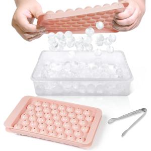 imageWIBIMEN Ice Cube Tray with Lid and Bin  Round Ice Trays for Freezer with Lid  Ice Cube Trays for Freezer with Ice Container 1quot2PACK BlackPink