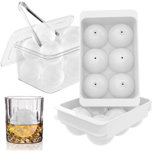 imageWIBIMEN Large Ice Cube Molds Big Round Whiskey Ice Cube Trays for Freezer Easy to Fill ampamp Release Whiskey Bourbon Cocktail19In6 Balls Blue2 PackWhite2 Pack