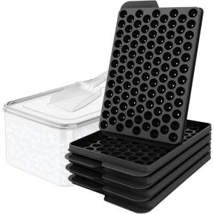 imageWIBIMEN Mini Ice Cube Trays Small Tiny Round Pebble Crushed Nugget Ice Trays for Freezer with Lid  Chilling Drinks Coffee Juice2 Pack055In  BlueBlack