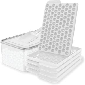 imageWIBIMEN Mini Ice Cube Trays Small Tiny Round Pebble Crushed Nugget Ice Trays for Freezer with Lid  Chilling Drinks Coffee Juice2 Pack055In  BlueWhite