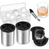 imageClear Ice Cube Maker  25quot Ball  Stainless Steel Clear Ice Maker  Compact Design  for Whiskey Cocktails Bourbon  2 PACK with Ice Tong ampamp Ice BoxMetallicSkull