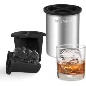 imageClear Ice Cube Maker  25quot Ball  Stainless Steel Clear Ice Maker  Compact Design  for Whiskey Cocktails Bourbon  2 PACK with Ice Tong ampamp Ice BoxMetallicTrump