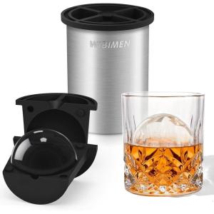 imageClear Ice Cube Maker  25quot Ball  Stainless Steel Clear Ice Maker  Compact Design  for Whiskey Cocktails Bourbon  2 PACK with Ice Tong ampamp Ice BoxMetallicRound