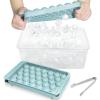 imageWIBIMEN Ice Cube Tray with Lid and Bin  Round Ice Trays for Freezer with Lid  Ice Cube Trays for Freezer with Ice Container 1quot2PACK Blue