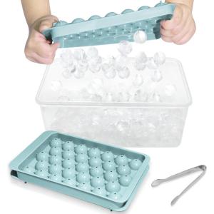 imageWIBIMEN Ice Cube Tray with Lid and Bin  Round Ice Trays for Freezer with Lid  Ice Cube Trays for Freezer with Ice Container 1quot2PACK Blue