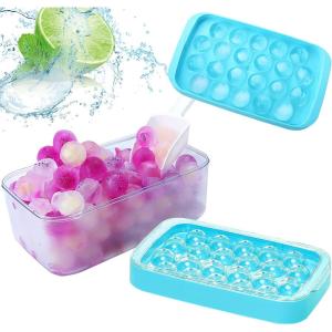 imageRound Ice Cube Tray Ice Ball Maker Mold for Freezer with Lid and Bin ampamp scoop Easy Release Circle Ice Cube Tray BPA Free for Ice Chilling Cocktail Whiskey Tea Coffee