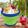image5L Collapsible Mop Bucket for Cleaning Foldable Buckets with Handles for Beach Sand Garden Car Washing Fishing Silicone Cleaning Buckets for Household Use Bathroom Cleaning Supplies BlueGreenBlueGreen