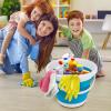 image5L Collapsible Mop Bucket for Cleaning Foldable Buckets with Handles for Beach Sand Garden Car Washing Fishing Silicone Cleaning Buckets for Household Use Bathroom Cleaning Supplies BlueGreenBlue