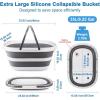 imageExtra Large Collapsible Bucket 35L Mop Bucket With Handles ampamp Wheels Plastic Wash Basin Pet Bath Tub for Puppy Dogs Cats Folding Laundry Basket Clothes Storage Organizer RV Outdoor Camping EssentialsGray