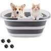 imageExtra Large Collapsible Bucket 35L Mop Bucket With Handles ampamp Wheels Plastic Wash Basin Pet Bath Tub for Puppy Dogs Cats Folding Laundry Basket Clothes Storage Organizer RV Outdoor Camping EssentialsGray