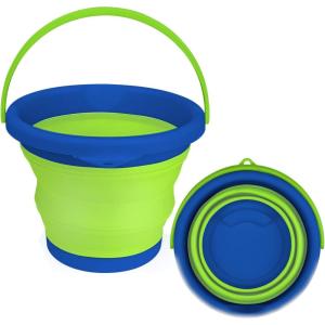 image5L Collapsible Mop Bucket for Cleaning Foldable Buckets with Handles for Beach Sand Garden Car Washing Fishing Silicone Cleaning Buckets for Household Use Bathroom Cleaning Supplies BlueGreenBlueGreen