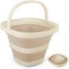image5L Collapsible Bucket with Handle Mop Bucket for Wash Basin Dog Water Car Washing Window Cleaning Foldable Plastic Tub Waterpot for Outdoor Beaching Fishing Gardening Camping EssentialsBeige