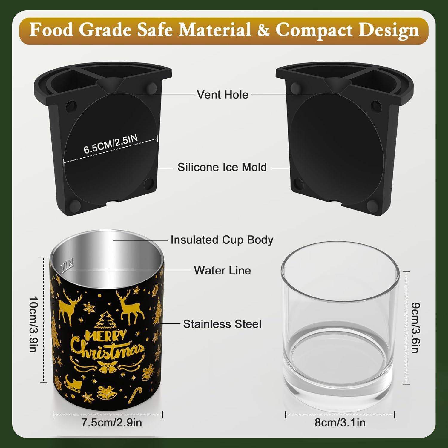 imageClear Ice Cube Maker with Whiskey Glasses ampamp Luxury Box  25quot Ball  Crystal Clear Ball Ice Cube Tray for Whiskey Perfect ChristmasBourbon Gifts for MensDadHusbandHimGrandpaClassic Black