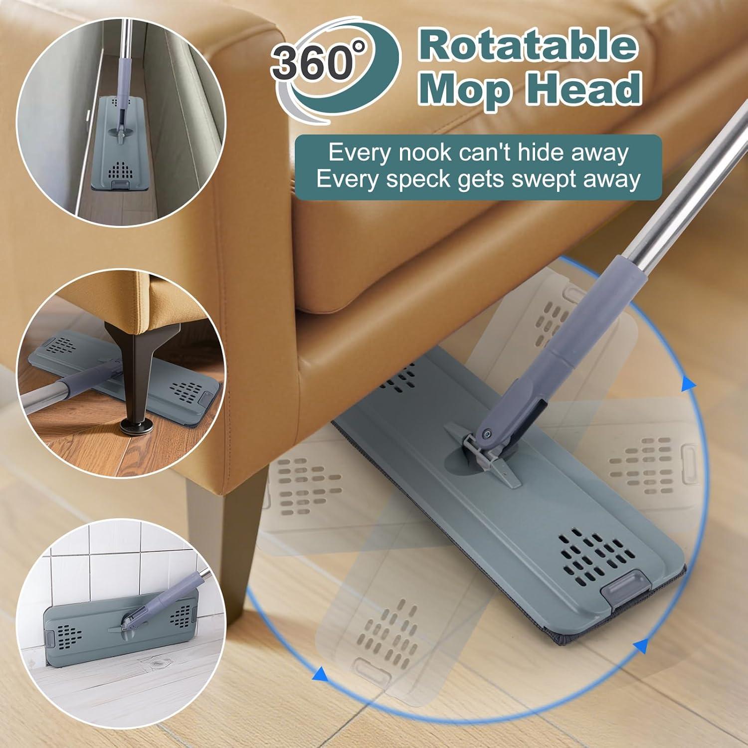 imageFlat Mop with 3 Pads Microfiber Mops for Floor Cleaning Adjustable Handle 2949 Dust Mop for Hardwood Floors Wet Dry Use on Laminate Wood Tile Vinyl Wall Mopping Bathroom Kitchen Household SuppliesMedium