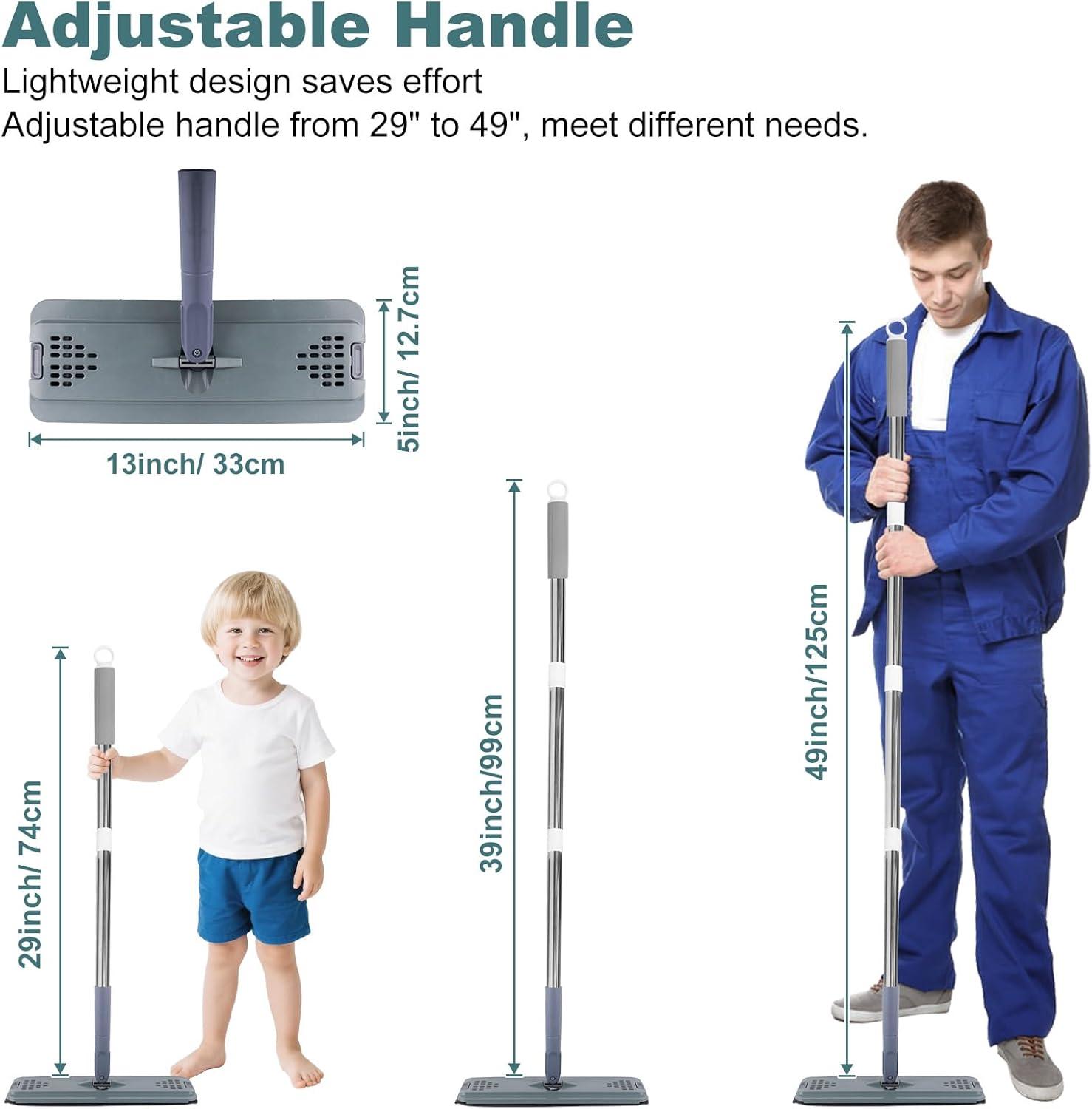 imageFlat Mop with 3 Pads Microfiber Mops for Floor Cleaning Adjustable Handle 2949 Dust Mop for Hardwood Floors Wet Dry Use on Laminate Wood Tile Vinyl Wall Mopping Bathroom Kitchen Household SuppliesMedium