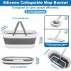 image:image12L Collapsible Mop Bucket with Wheels Folding Car Wash Bucket for Cleaning Supplies Mopping Plastic Buckets with Handle Laundry Wash Basin Tub Water Pail for Fishing Camping RV Dorm Room Essentials