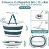 image:image28L Large Collapsible Mop Bucket with Handle for Cleaning Silicone Portable Pet Bathtub for Puppy Small Dogs Cats Foldable Laundry Basket Hamper Clothes Storage Bin Space Saving Design for RV HomeGreen