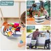 image:image28L Large Collapsible Mop Bucket with Handle for Cleaning Silicone Portable Pet Bathtub for Puppy Small Dogs Cats Foldable Laundry Basket Hamper Clothes Storage Bin Space Saving Design for RV HomeGraygreen
