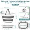 image:image28L Large Collapsible Mop Bucket with Handle for Cleaning Silicone Portable Pet Bathtub for Puppy Small Dogs Cats Foldable Laundry Basket Hamper Clothes Storage Bin Space Saving Design for RV HomeGraygreen