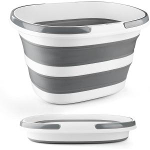 image:image28L Large Collapsible Mop Bucket with Handle for Cleaning Silicone Portable Pet Bathtub for Puppy Small Dogs Cats Foldable Laundry Basket Hamper Clothes Storage Bin Space Saving Design for RV HomeGray