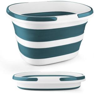 image:image28L Large Collapsible Mop Bucket with Handle for Cleaning Silicone Portable Pet Bathtub for Puppy Small Dogs Cats Foldable Laundry Basket Hamper Clothes Storage Bin Space Saving Design for RV HomeGreen