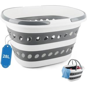 image:image35L Laundry Basket Collapsible Large Plastic Laundry Baskets with Wheels Space Saving Popup Laundry Hampers for Clothes Storage Organizer Folding Plastic Bin for Household RV Room Organization28L