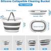 image:image10L Collapsible Bucket with Handle Foldable Ice Bucket Car Wash Buckets for Cleaning Portable Wash Basin for Fishing Gardening Window Washing Mopping Household Use Cleaning SuppliesGray