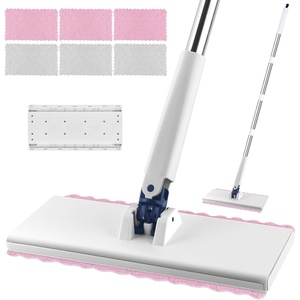 image:imageSnap Grip Mini Mop with 6 Washable Pads Lazy Dry Wet Mops Household Items for Wall Window Ceiling Dust Mop with 47 Handle ZeroTouch Flat Floor Mops for Floor Cleaning for Home Kitchen Bathroom47 Inch