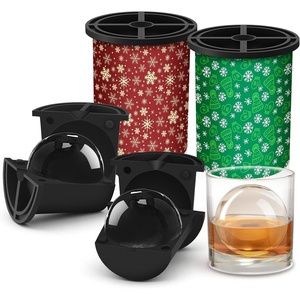 image:imageClear Ice Cube Maker  25 Round Ball  Stainless Steel Clear Ice Cube Molds  Sphere Mold amp Christmas Gift for Cocktails Drinks amp Bourbon Whiskey Gifts for Men Women Dad2 PacksChristmas Snowflake Design